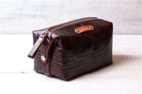 men's leather toiletry bag personalized.